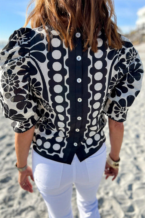 Thumbnail: NEW Black Palermo Puffed Sleeve Blouse