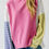 Thumbnail: Sachet Pink Waffle Patchwork Striped Sleeve Top