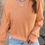Thumbnail: Orange Solid Long Sleeve V Neck Corded Top