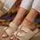 Thumbnail: Suede Buckle Footbed Sandal