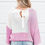 Thumbnail: Pink Colorblock Tie Back Drop Shoulder Knit Sweater