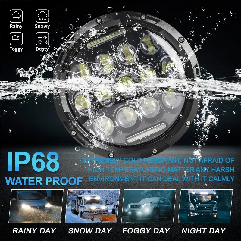 Thumbnail: 7 Inch LED Headlight for Motorcycle Harley Touring Road King