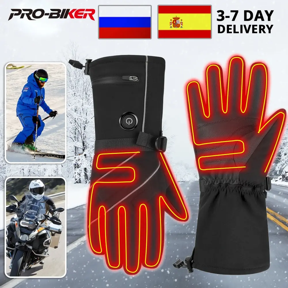 HEROBIKER Motorcycle Gloves Waterproof Heated Touch Screen Battery  Motorbike