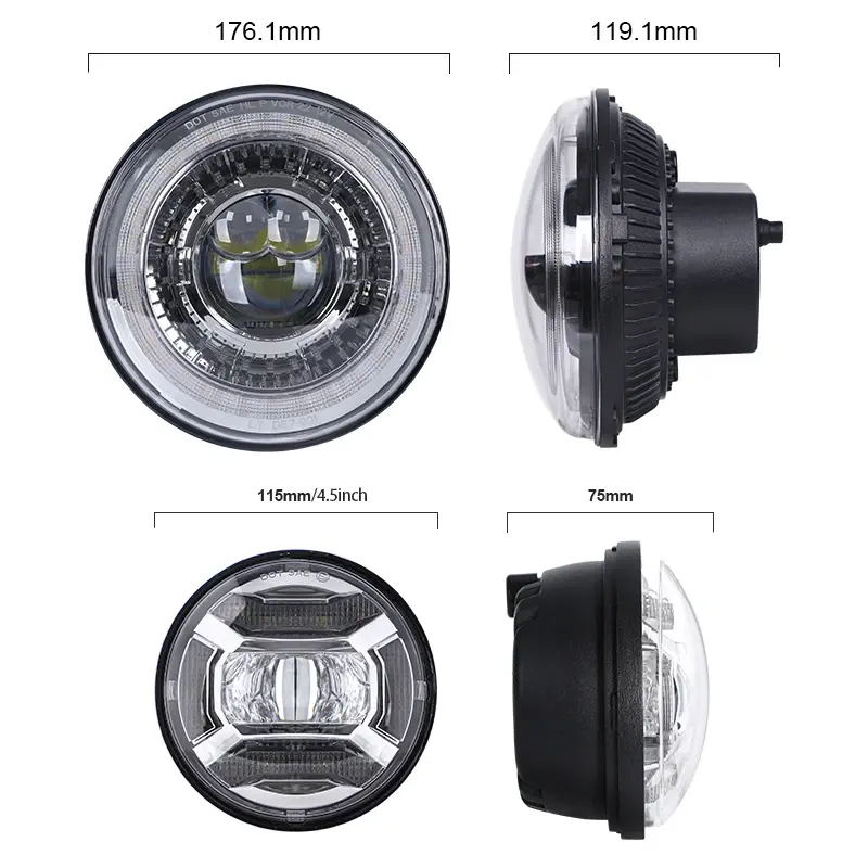 Thumbnail: Chrome 7Inch Led Headlight 4.5Inch