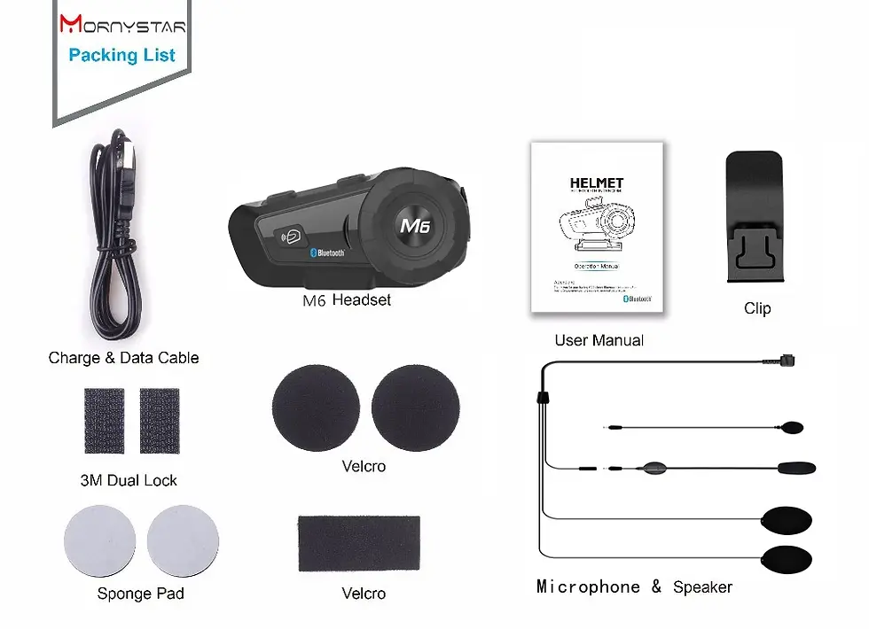 Thumbnail: 1000m Bluetooth Intercom Motorcycle Helmet Headsets