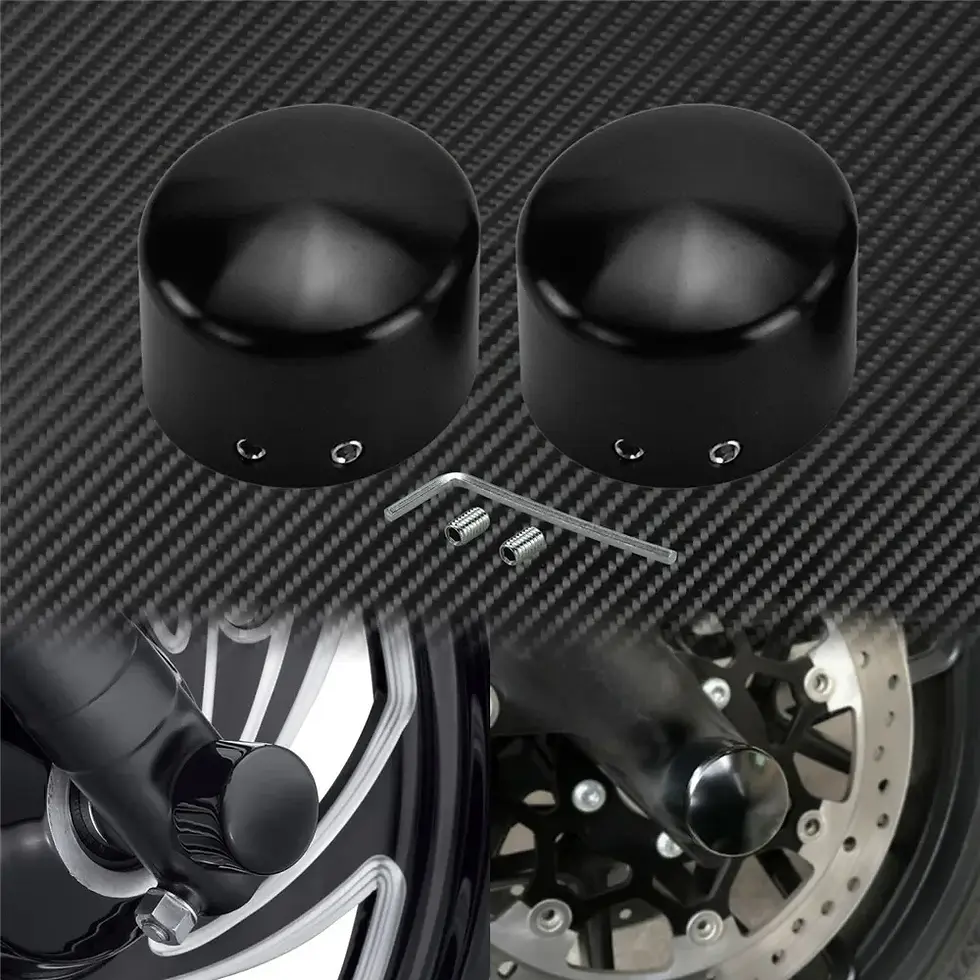 Thumbnail: Front Axle Nut Covers Aluminum Black/Chrome for Harley