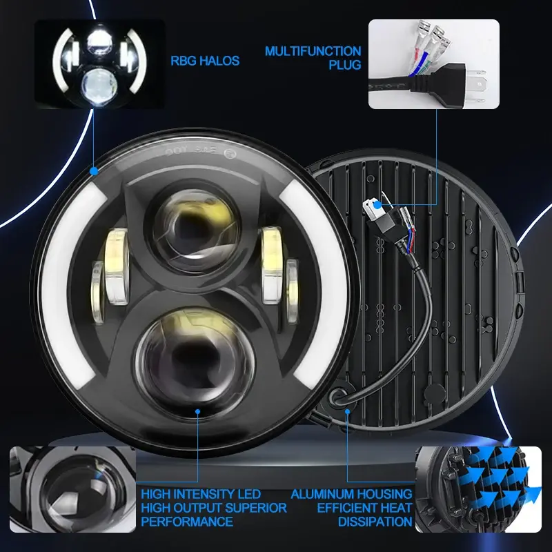 Thumbnail: 7 Inch LED Headlight for Motorcycle Harley Touring Road King