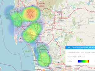 Heatmap of matcha locations in San Diego