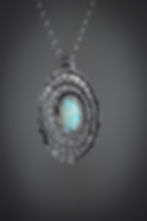 Thumbnail: Vortex Necklace / Andamooka Opal in Quartz & Sterling Silver