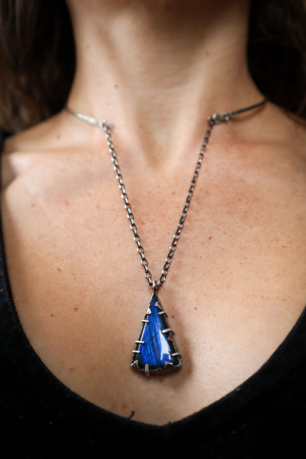 Thumbnail: By a Thread LITE Collars / Choose Your Pendant / Labradorite& Sterling Silver