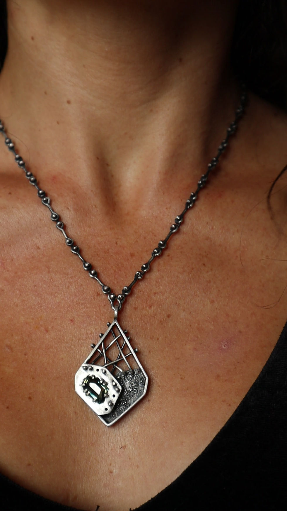 Thumbnail: Heart of Silver / Australian Parti Sapphire "Day" Necklace