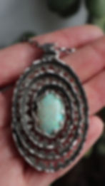 Thumbnail: Vortex Necklace / Andamooka Opal in Quartz & Sterling Silver