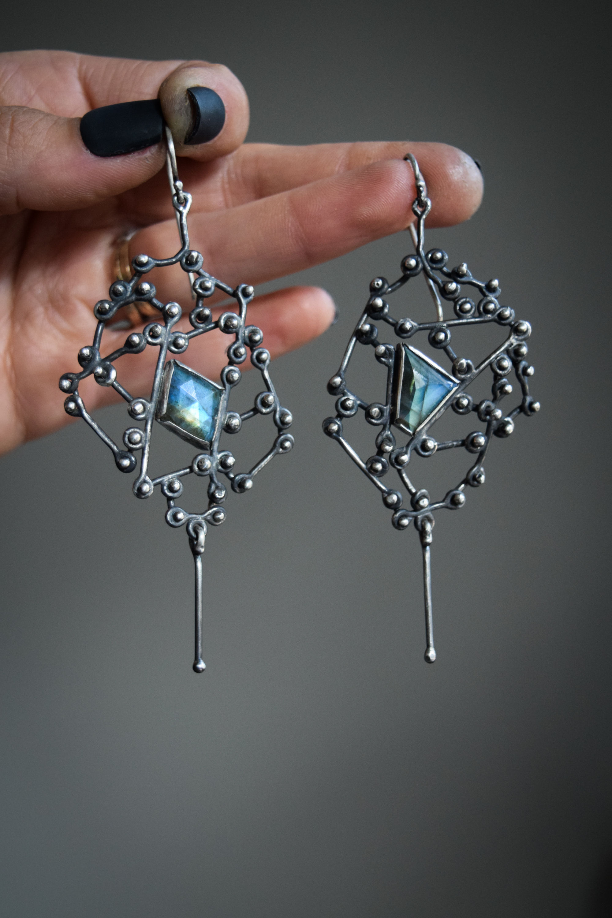 Constellations Underground / Labradorite & Sterling Silver Earrings