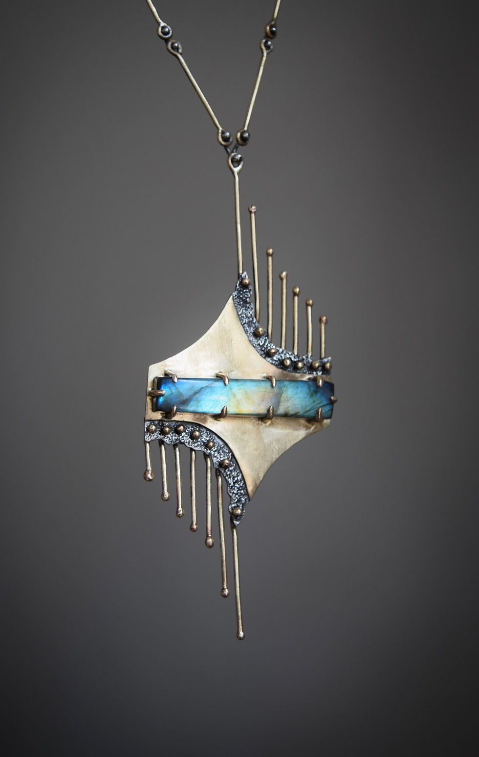 Thumbnail: From Above Underneath / Labradorite, Sterling Silver, & Brass Necklace