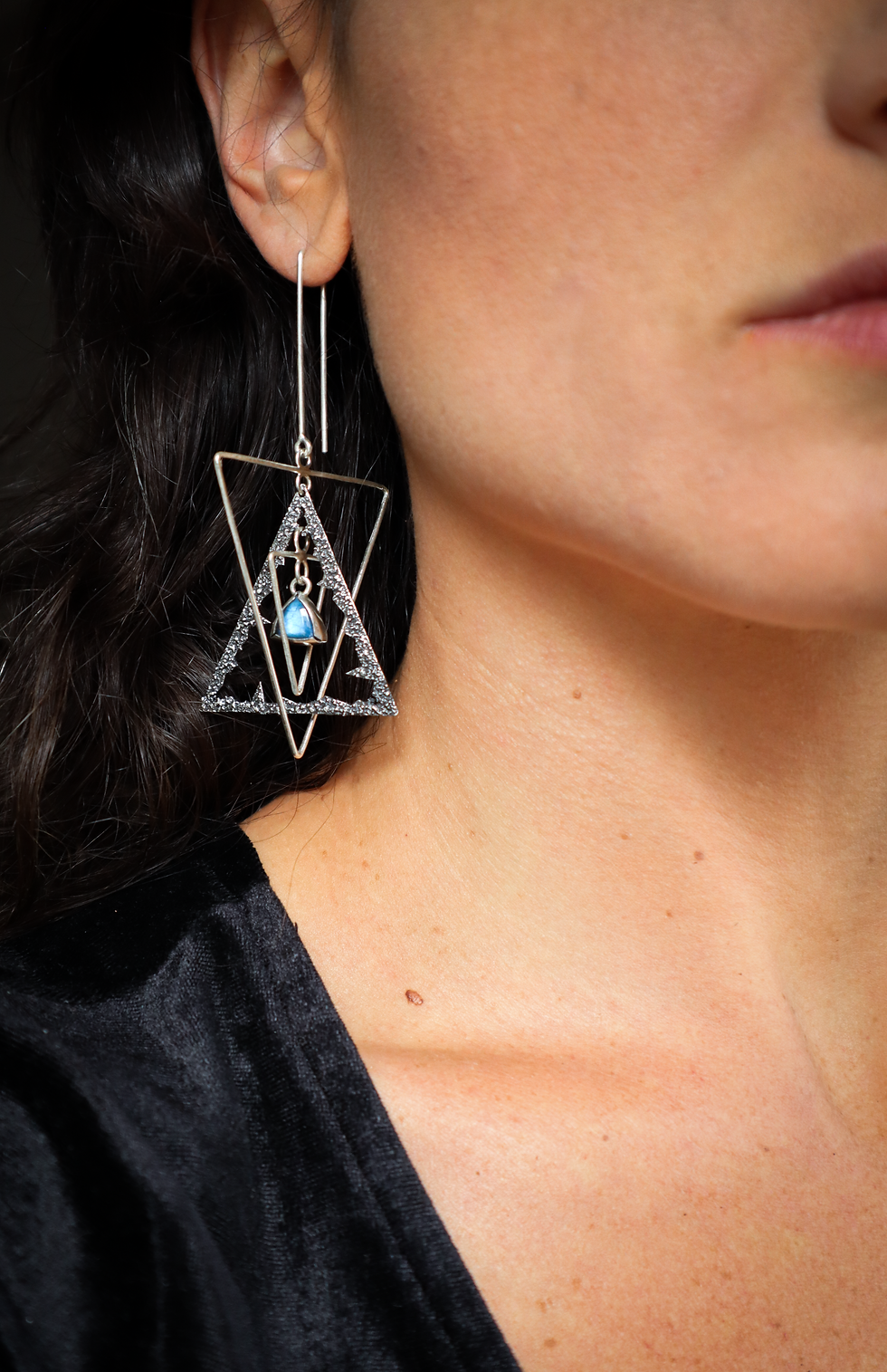 Thumbnail: Double Meanings / Labradorite & Sterling Silver Earrings