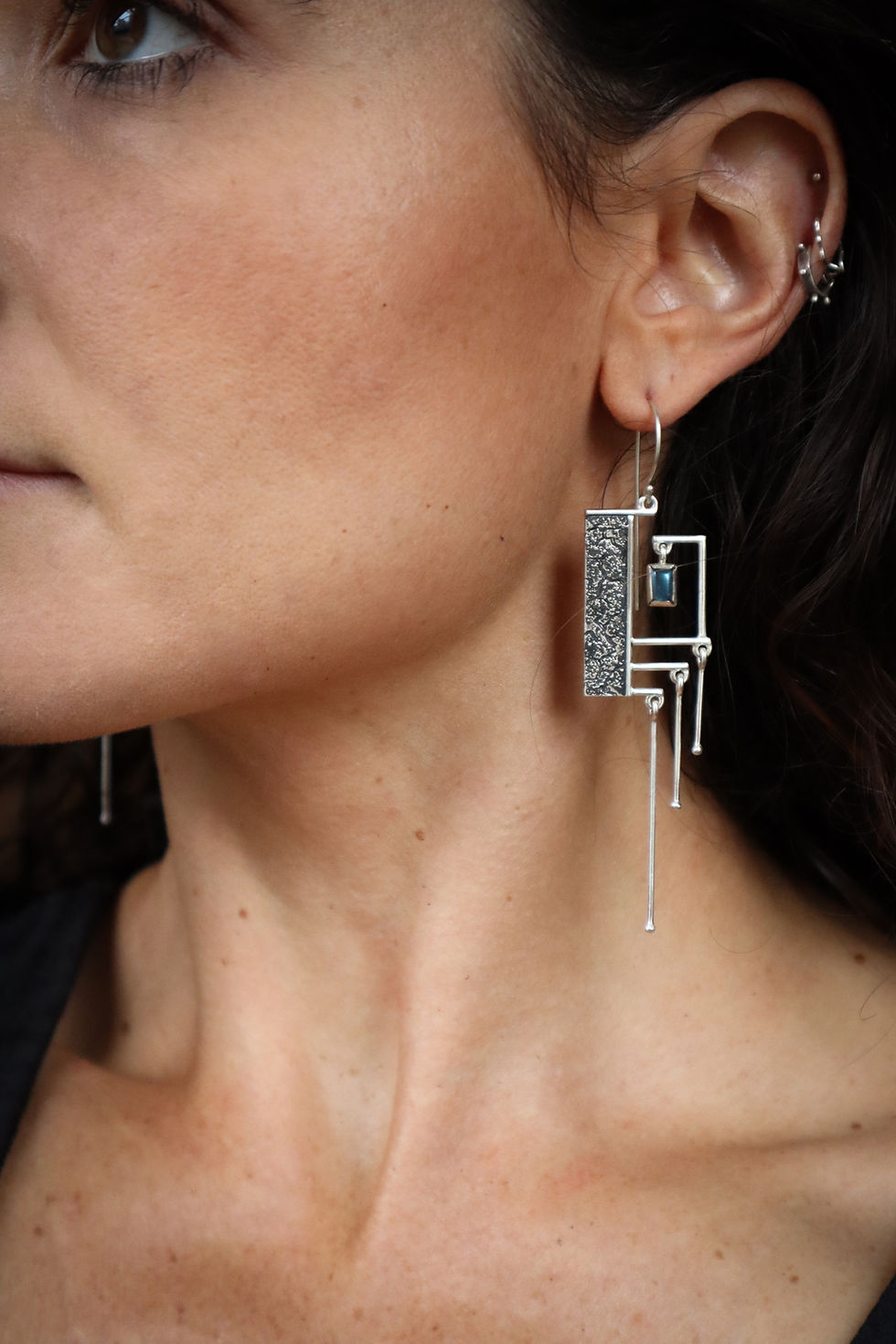 Thumbnail: Right Off Track / Labradorite & Sterling Silver Earrings