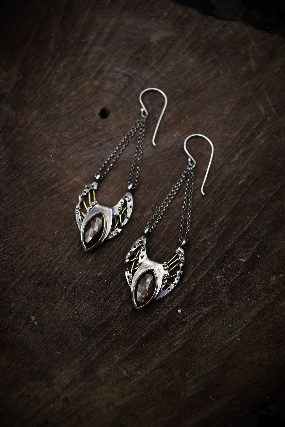 Thumbnail: In the Fold / Zawadi Golden Sheen Sapphire Folded Dangles