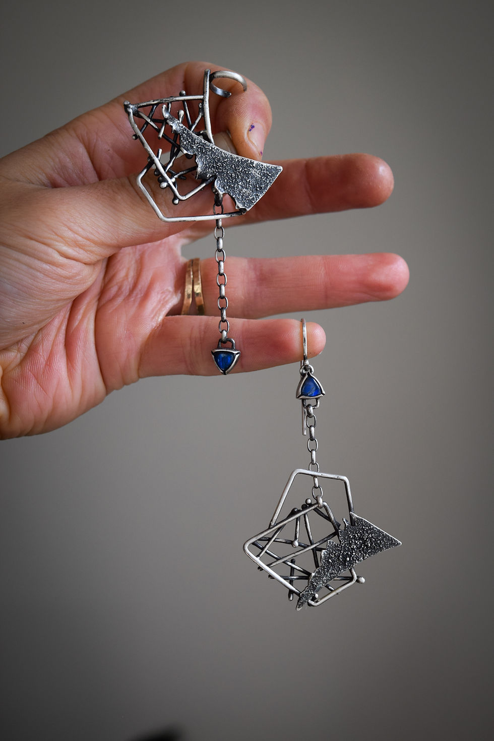 Thumbnail: Scattered / Labradorite & Silver Drop Cuff + Earring Combo
