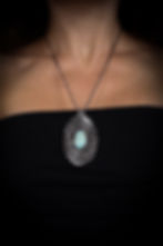 Thumbnail: Vortex Necklace / Andamooka Opal in Quartz & Sterling Silver