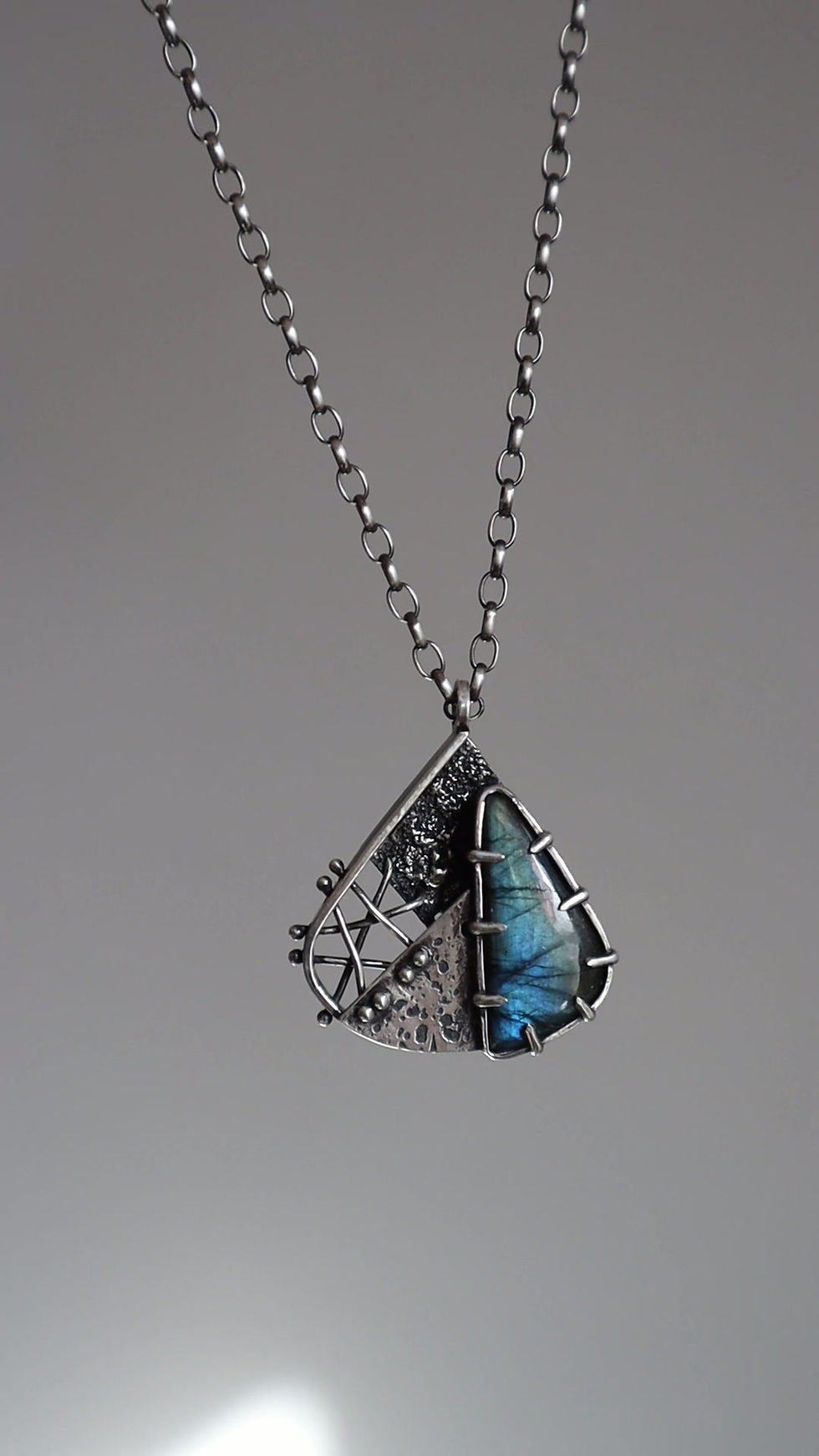Thumbnail: Stitched Labradorite & Sterling Silver Pendants - Pick Your Fave!