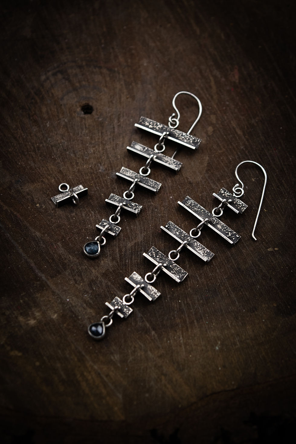 Thumbnail: Modular Metalhead Earrings / Kyanite and Silver Convertible Earrings