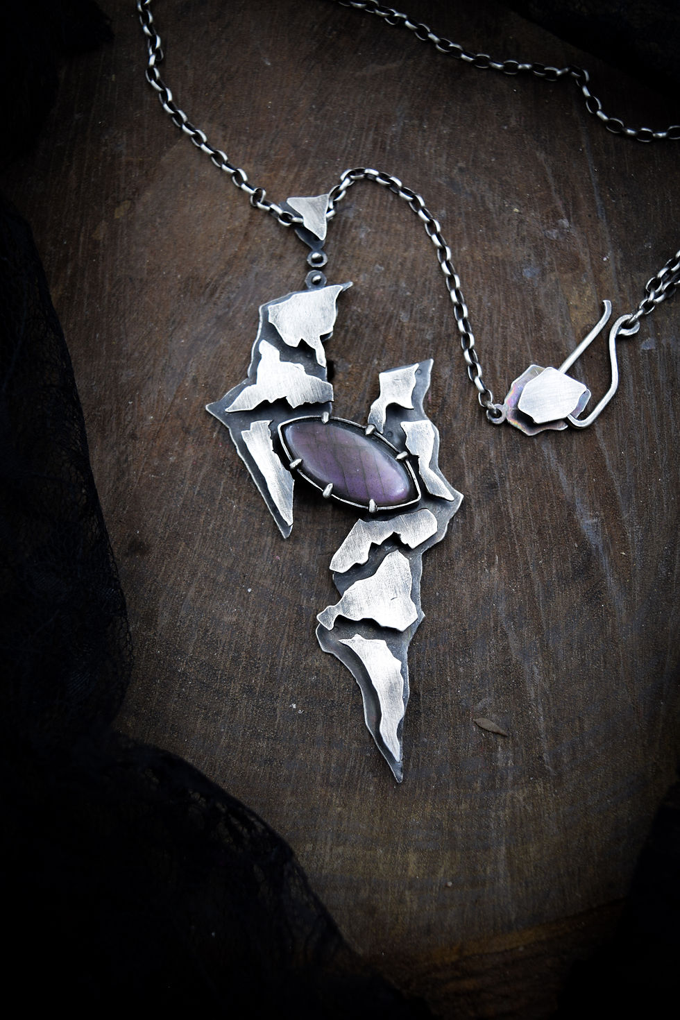 Thumbnail: The Gap / Labradorite &amp; Sterling Silver Pendant + Ch