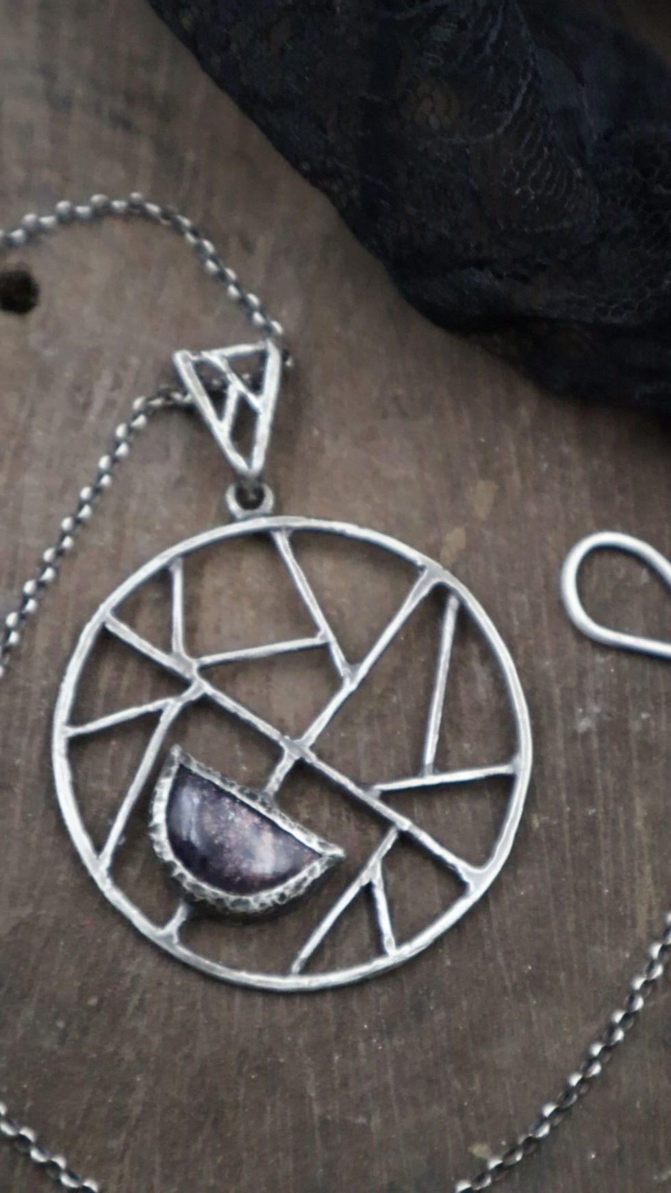 Thumbnail: Iolite and Sterling Silver Pendant+Chain
