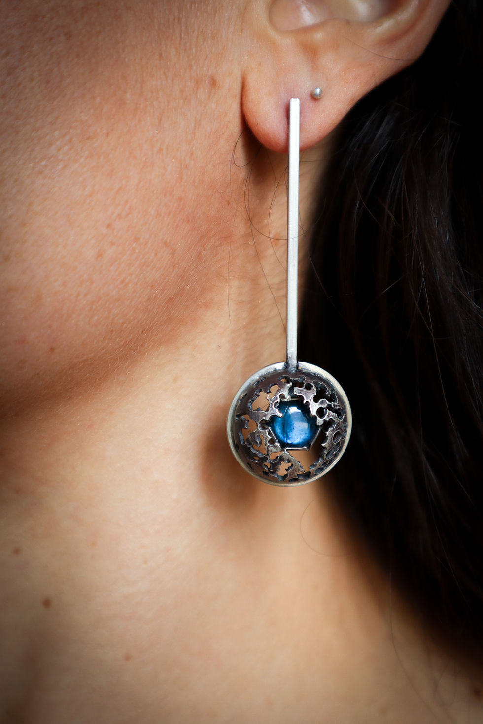 Thumbnail: Latent Decay / Sterling Silver & Labradorite Drop Stud Earrings