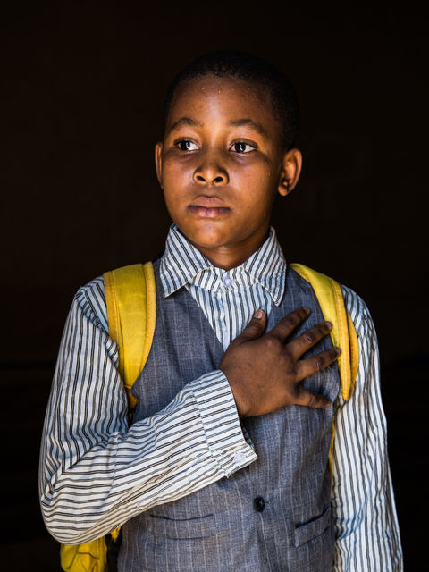 One Day I Will, photography project about children´s dreams, a boy dressed up as the president of Mali.