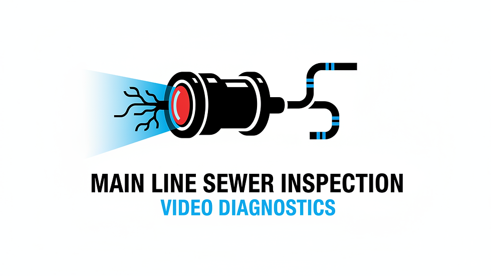 Eye-level view of a sewer camera inspection being performed on a main sewer line