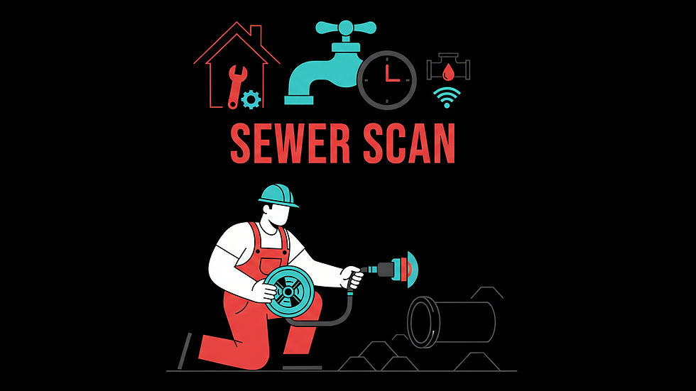 Eye-level view of a plumber using a camera to inspect a sewer line