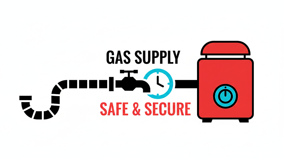 Close-up view of flexible gas line connected to a gas appliance