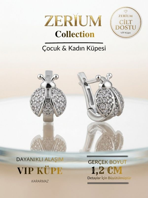 Küçük resim: Çocuk ve Kadın VIP Çelik Küpe Zarif Hafif Uğur Böceği Serisi