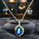 Thumbnail: Blue Stone Gold Plated Elegant Necklace 316L