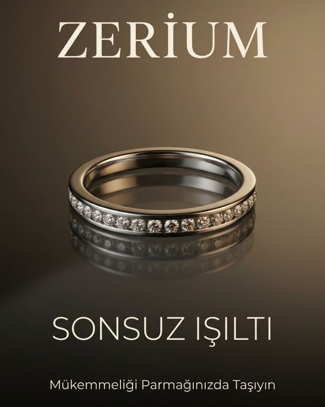 Kadın Tam Tur Zirkon Taşlı Çelik Alyans Yüzük 14 Numara