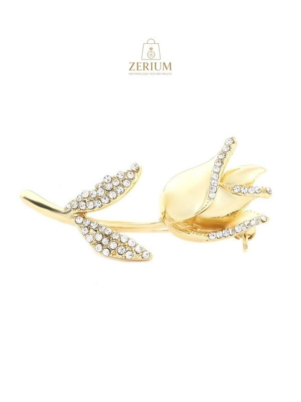 Küçük resim: Şık ve Kaliteli Trend Kadın Broş Gül Dalı Serisi