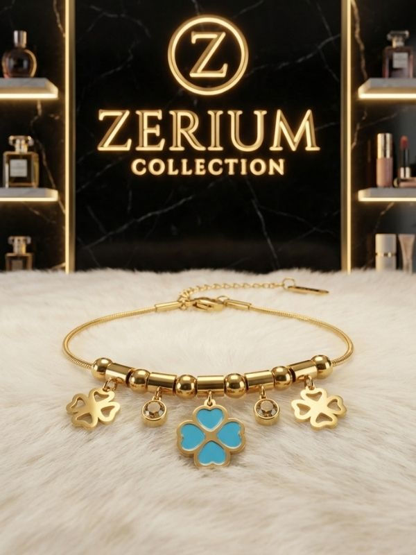 Küçük resim: Mavi Mineli Yonca Charm Kadın VIP Bileklik Sallantılı