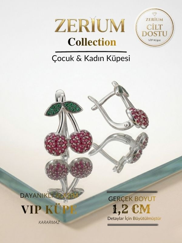 Küçük resim: Çocuk ve Kadın VIP Çelik Küpe Zarif Hafif Kiraz Serisi