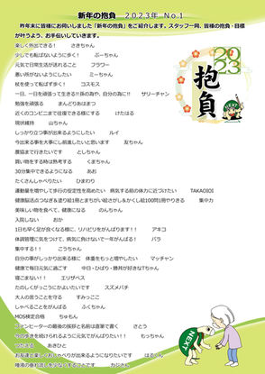 利用者様　今年の抱負２０２３年アップしました