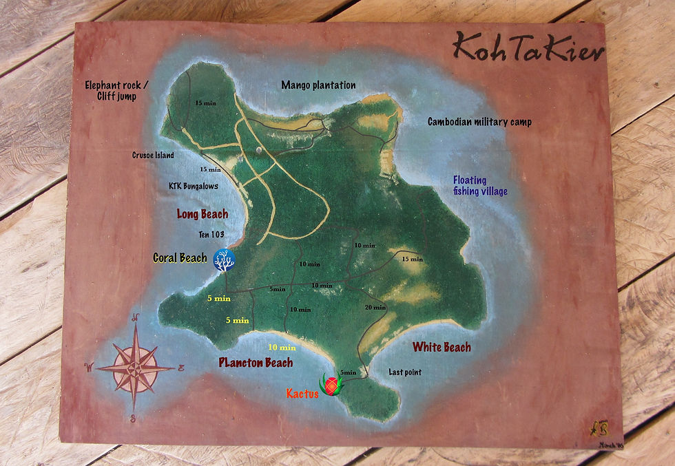 Handmade map of Koh Ta Kiev island, Cambodia