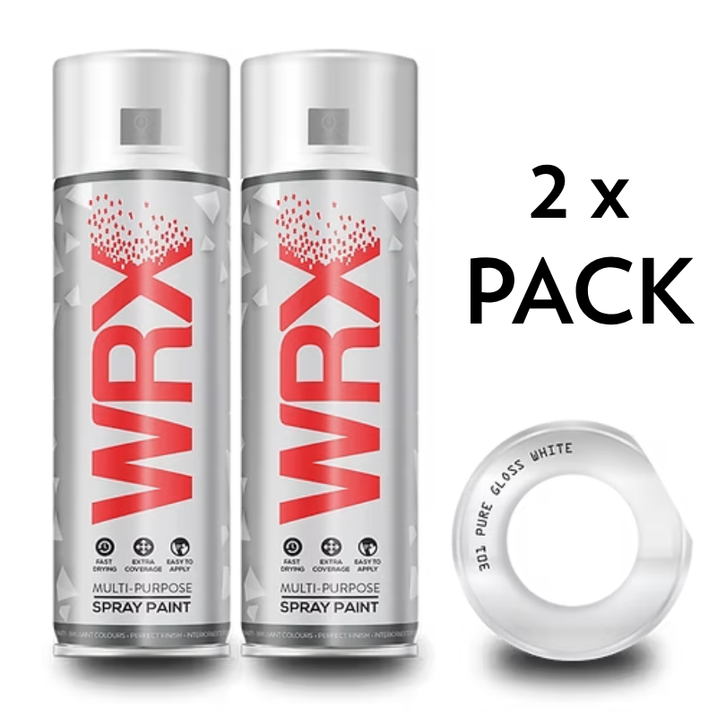 2x WRX GLOSS WHITE 301 SPRAY PAINT - 400ml