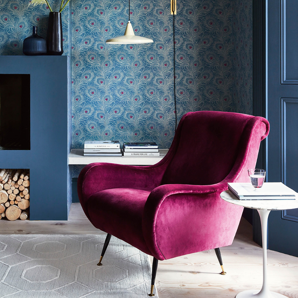 Thumbnail: Little Greene - Carlton House Terrace - Blue Plume - Wallpaper
