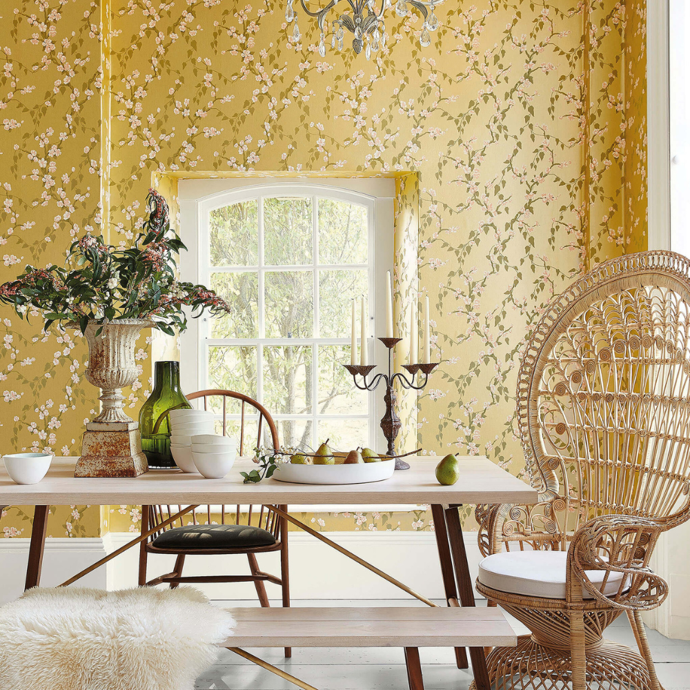 Little Greene - Sakura - Yellow Lustre - Wallpaper
