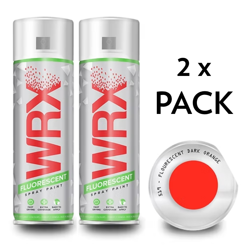 2x WRX FLUORESCENT DARK ORANGE SPRAY PAINT- 400ml