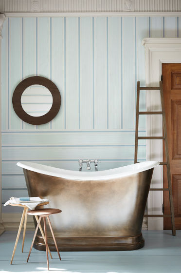 Little Greene - Cavendish Stripe - Brush Blue - Wallpaper