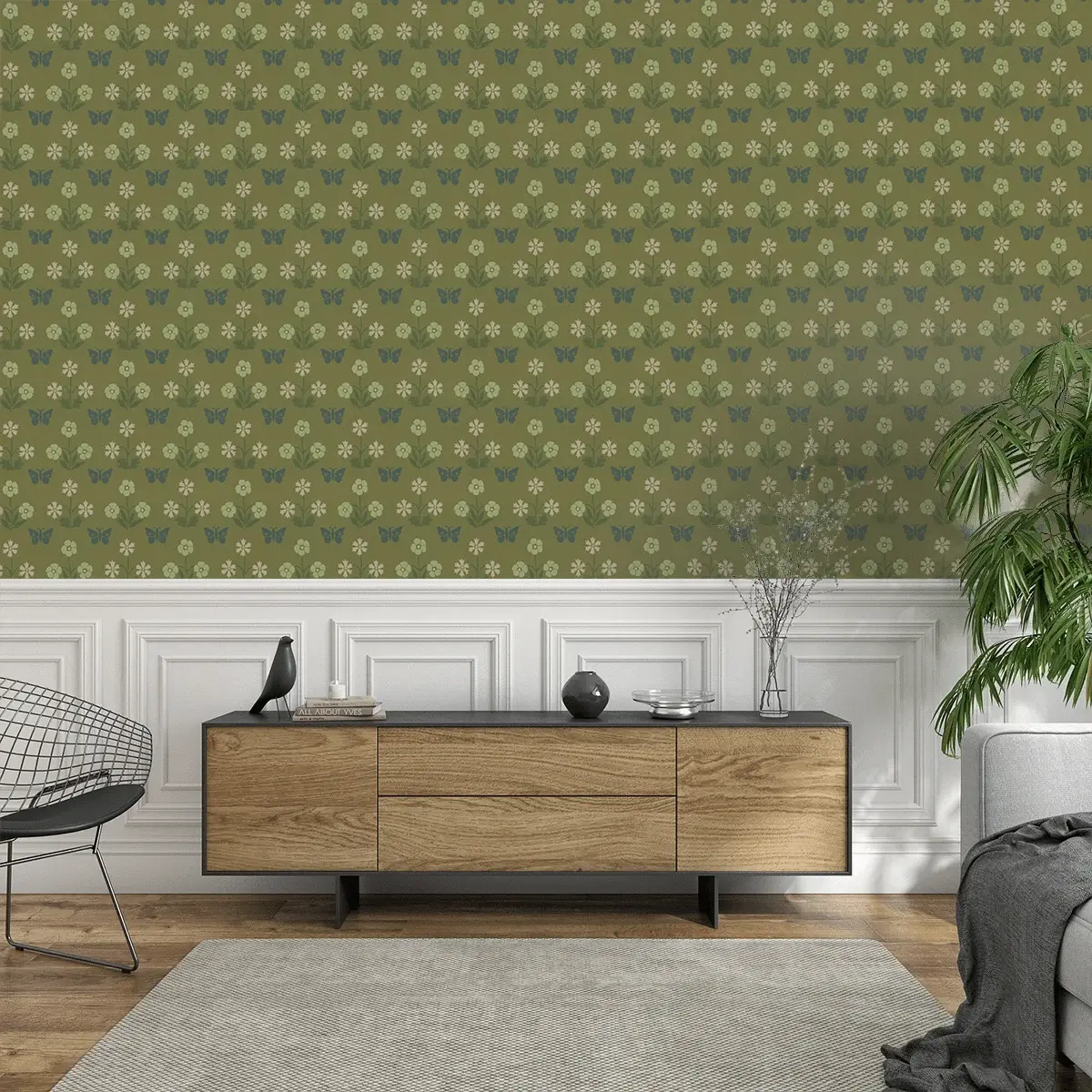 Little Greene - Burges Butterfly - Garden - Wallpaper