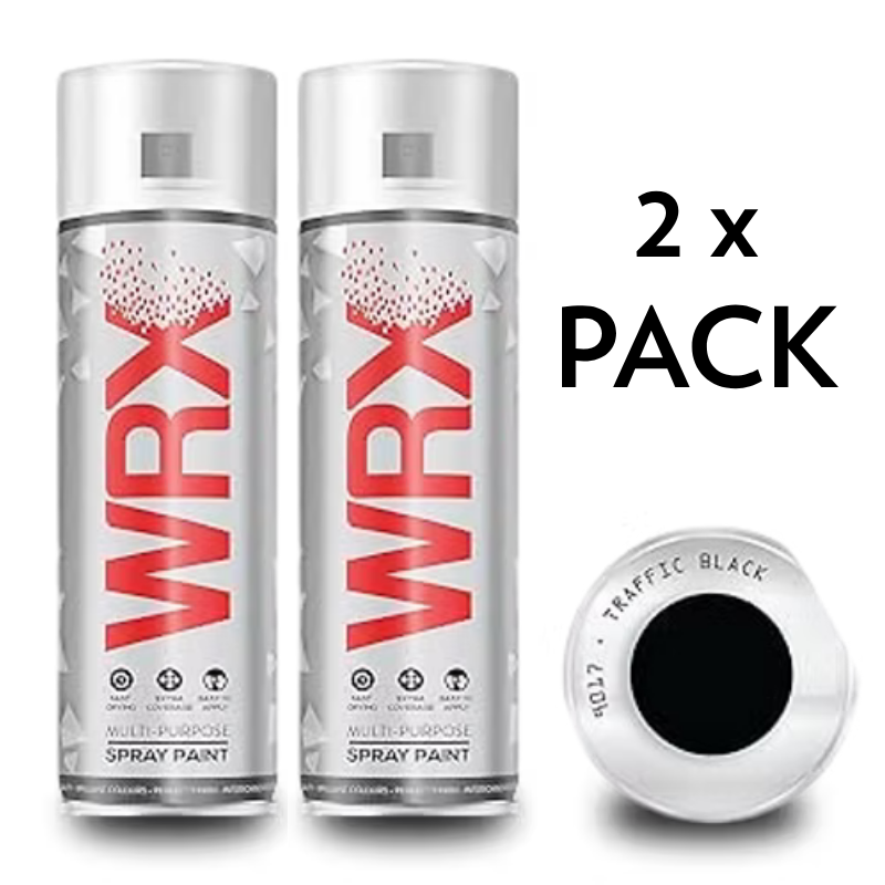 2x WRX TRAFFIC BLACK RAL 9017 SPRAY PAINT - 400ml