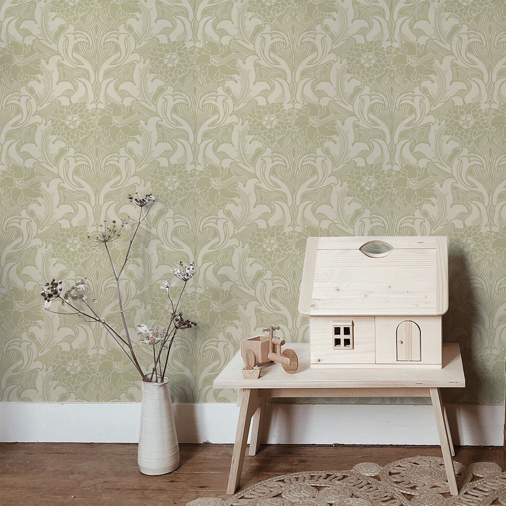 Little Greene - Dahlia Scroll - Mirror - Wallpaper