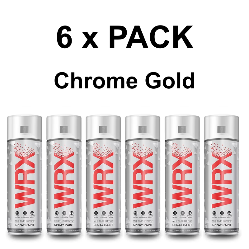 6x WRX CHROME GOLD SPRAY PAINT - 400ml
