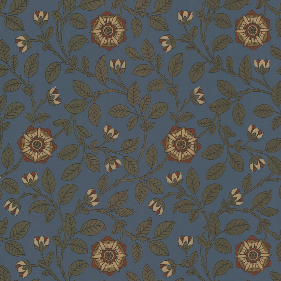 Little Greene - Richmond Green - Revival Blue - Wallpaper